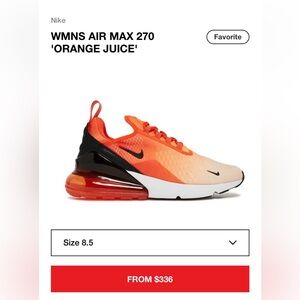 Nike  Air Max 270 'Orange Juice' - Orange/Black